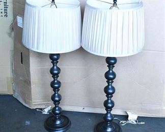 Tall Spindle Table Lamps - Pair