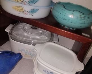 Mid Century dish ware abd pottery. Fire King, Corning Ware