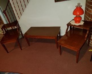 pair matching end tables and matching coffee table, all by Mersman
