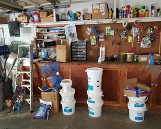 garage stuffs,  (pool chemicals/supplies NOT for sale)