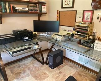 Glass Top Modular Corner Desk - 30"H x 27.5"D x Sides are 68" & 82" - WAS $140 NOW $70