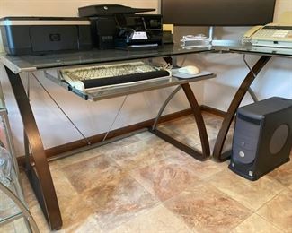 Glass Top Modular Corner Desk - 30"H x 27.5"D x Sides are 68" & 82" - WAS $140 NOW $70