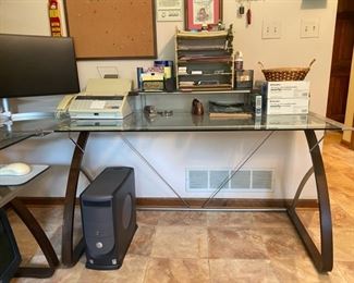 Glass Top Modular Corner Desk - 30"H x 27.5"D x Sides are 68" & 82" - WAS $140 NOW $70