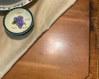 1970's Solid Wood Dining Table & 4 Cain Back Leather Seating Arm Chairs - 27.5"H x 61"W x 44"D - WAS $220 NOW $110