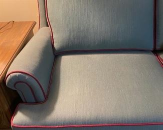 Green & Red Upholstered 3-Seater Sofa - 33"H x 87"W x 33"D - WAS $160 NOW $80