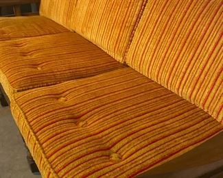 Vintage Gold & Red Striped 3-Seater Sofa - 35"H x 80"W x 35"D - WAS $100 NOW $50