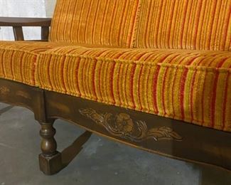 Vintage Gold & Red Striped 2-Seater Sofa - 35"H x 56"W x 35"D -  WAS $75 NOW $50