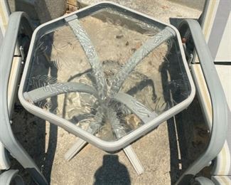 5PC Patio Set - 2 x Chairs + 2 x Ottoman + 1 x Hexagon Glass Top Table - WAS $125 NOW $75