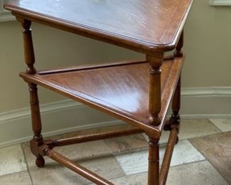 Rose Tarlow Melrose House Triangle accent table with two shelves.  Measures 33" x 33" X 30" H. Photo 1 of 2. 