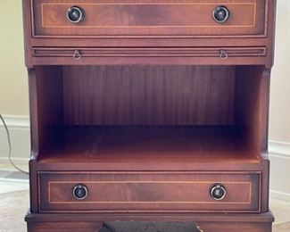 Pair of Southampton side tables with hidden pull out tray. Each measures 23" W x 19" D x 35" H. Photo 1 of 3. 