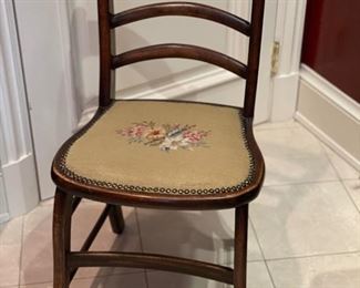 Antique side chair with needlepoint seat. Photo 1 of 2. 