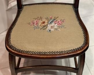 Antique side chair with needlepoint seat. Photo 2 of 2. 