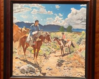 Reproduction Ufer Western oil painting. Signed by artist. Photo 1 of 2. 