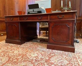 Antique Victorian leather-topped partners desk. Measures 72" W x 42" D x 31" H. Photo 1 of 3. 