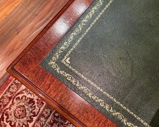 Antique Victorian leather-topped partners desk. Measures 72" W x 42" D x 31" H. Photo 3 of 3. 