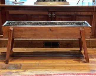 Wood planter with metal liner. Measures 48" W x 10" D x 22" H. 