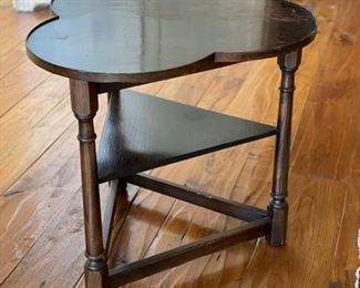 Antique English cloverleaf mahogany table. Measures 23" x 23" x 22.5" H. Photo 1 of 2. 