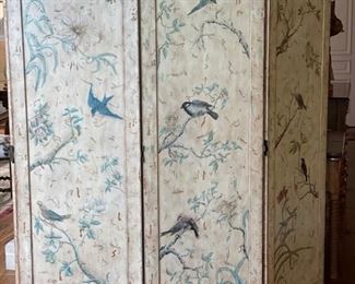 Chinoiserie three panel screen. Each panel measures 23" W x 76" H. Photo 1 of 2. 