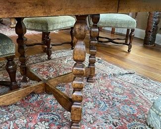 Dennis & Leen oval dining room table. Measures 60" L x 52" W.  Extends to 96" L with two 18" W leaves. Table is 29" H with a 2.5" apron. Photo 3 of 3. 