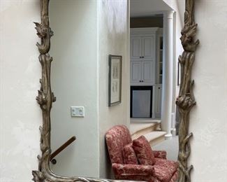 Faux bois & leaf mirror. Measures 38" W x 55" H. 