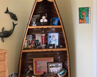Vintage authentic canoe bookcase/display shelving.  39" W x 20" D x 80" H. Photo 2 of 2. 