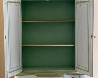 Hand-painted two-piece storage cabinet/armoire. Palm Beach. Overall measurement: 37" W x 14" D x 82" H. Top half measures 44" H. Bottom half measures 38" H. Photo 2 of 2. 
