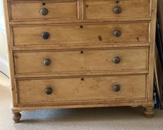 Five drawer pine dresser. Measures 47" W x 22" D x 46" H. 
