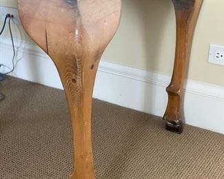 Pine desk with hand-carved faux deer legs. Measures 50" W x 27" D x 30" H. Photo 2 of 2. 