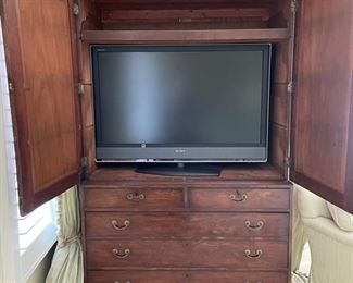 Antique walnut armoire/media cabinet. Measures 51" W x 23" D x 84" H. Photo 2 of 2. 