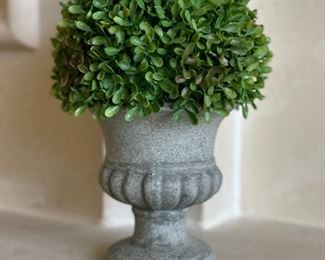 Mini faux concrete boxwood planter - 2 available. 