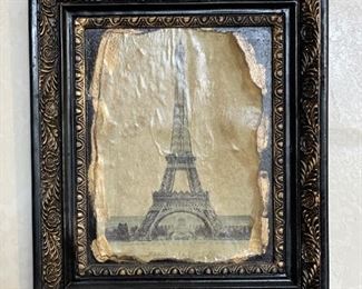 Eiffel Tower on parchment paper. 