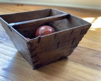 Decorative square wood bowl. 