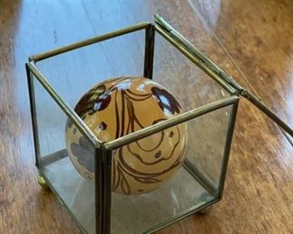 Decorative clear glass display box. 