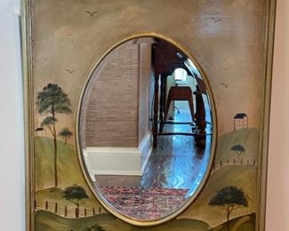 Vintage hand-painted mirror with farm scene frame. Photo 1 of 3. 