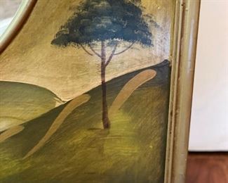 Vintage hand-painted mirror with farm scene frame. Photo 2 of 3. 