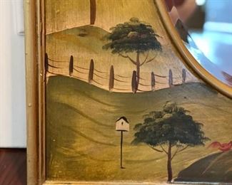 Vintage hand-painted mirror with farm scene frame. Photo 3 of 3. 