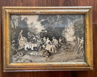 Wood box with decorative faceplate. 