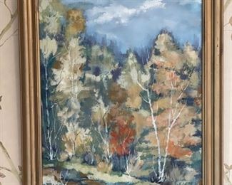 Framed Aspen oil painting. Signed by artist. Measures 20" W x 24" H. Photo 1 of 2. 