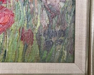 Poppy oil painting signed by artist. Photo 2 of 2. 