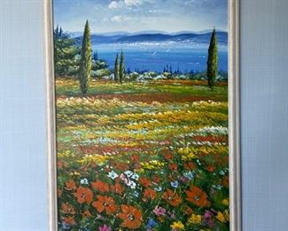 California Coast oil painting signed by artist. 