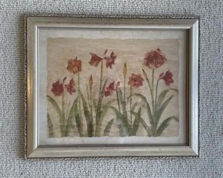 Flowers on parchment paper. 