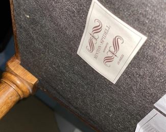 Set of 5 Minton-Spidell Tudor Bar Stools. Leather upholstered seats and nailhead trim. Each measures 39" H x  22" W x 20" D.  Seat H: 30." Photo 4 of 4. 