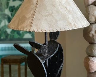 Bespoke wrought iron cactus table lamp. 