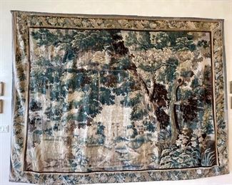 Antique Flemish verdue tapestry. Measures 12' x 9'. Photo 1 of 4. 