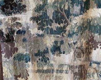 Antique Flemish verdue tapestry. Measures 12' x 9'. Photo 3 of 4. 