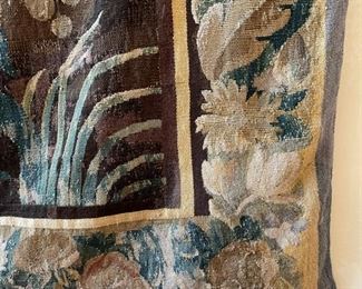 Antique Flemish verdue tapestry. Measures 12' x 9'. Photo 4 of 4. 