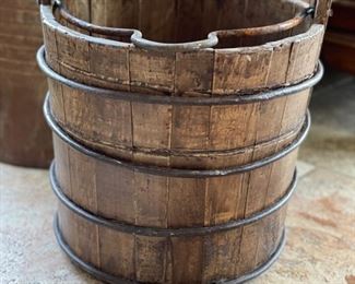 Antique primitive well bucket. 