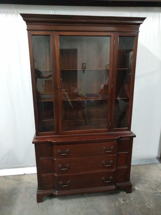 Solid mahogany cabinet from the Georgetown Collection. Measures 44"x17"x76". It does not appear to come apart, so be prepared to take it whole. Link to Mahogany Association Labels. https://ctbids.com/#!/description/share/1012593