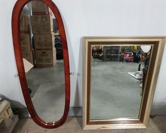 
Oval mirror appears to have been attached to a stand at one time, it measures 16"x48". Rectangular mirror measures 26"x36". https://ctbids.com/#!/description/share/1012641