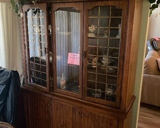 Large walnut hutch two-piece